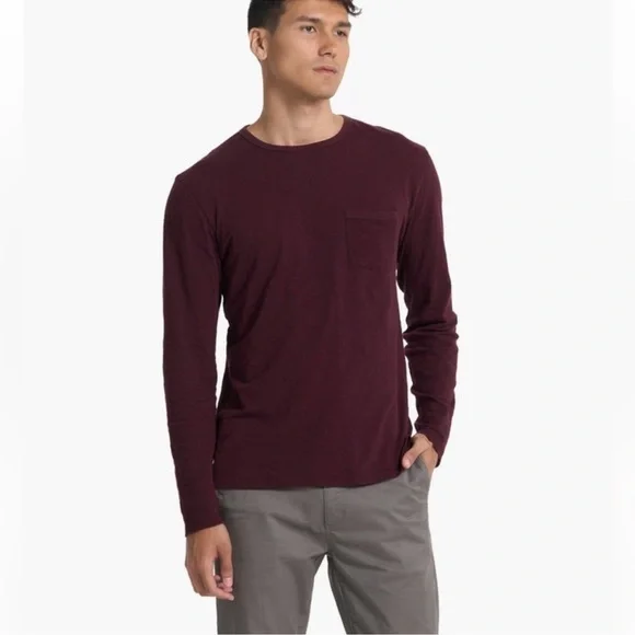 Vuori Long Sleeve Rise Tee Ruby Sz XXL Athleisure Athletic Casual Maroon - Picture 2 of 14